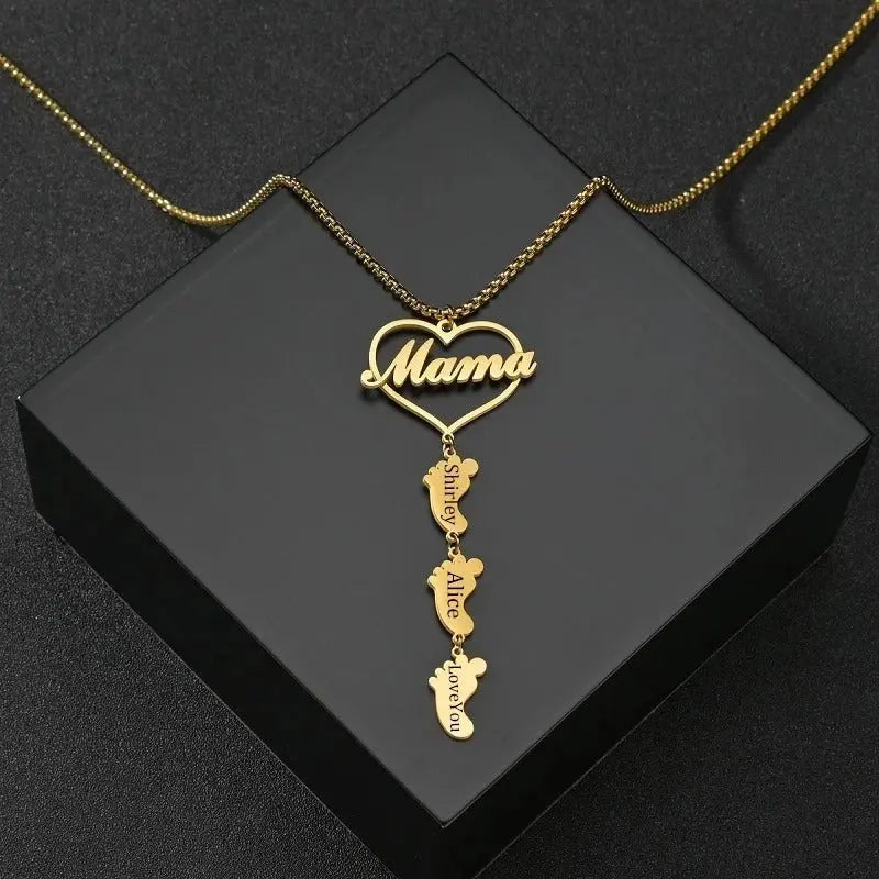 Collar Mamá con Pies de Bebé personalizables - Moroveta