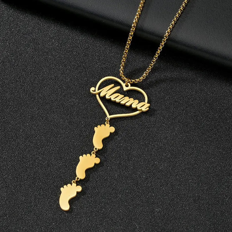 Collar Mamá con Pies de Bebé personalizables - Moroveta