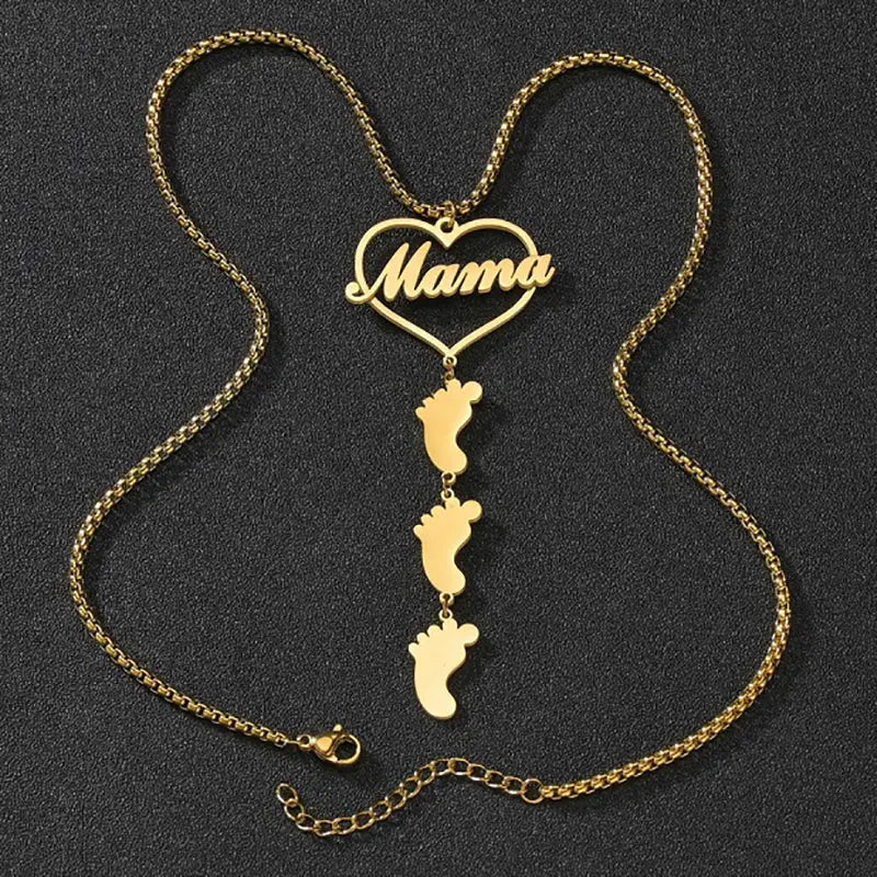 Collar Mamá con Pies de Bebé personalizables - Moroveta